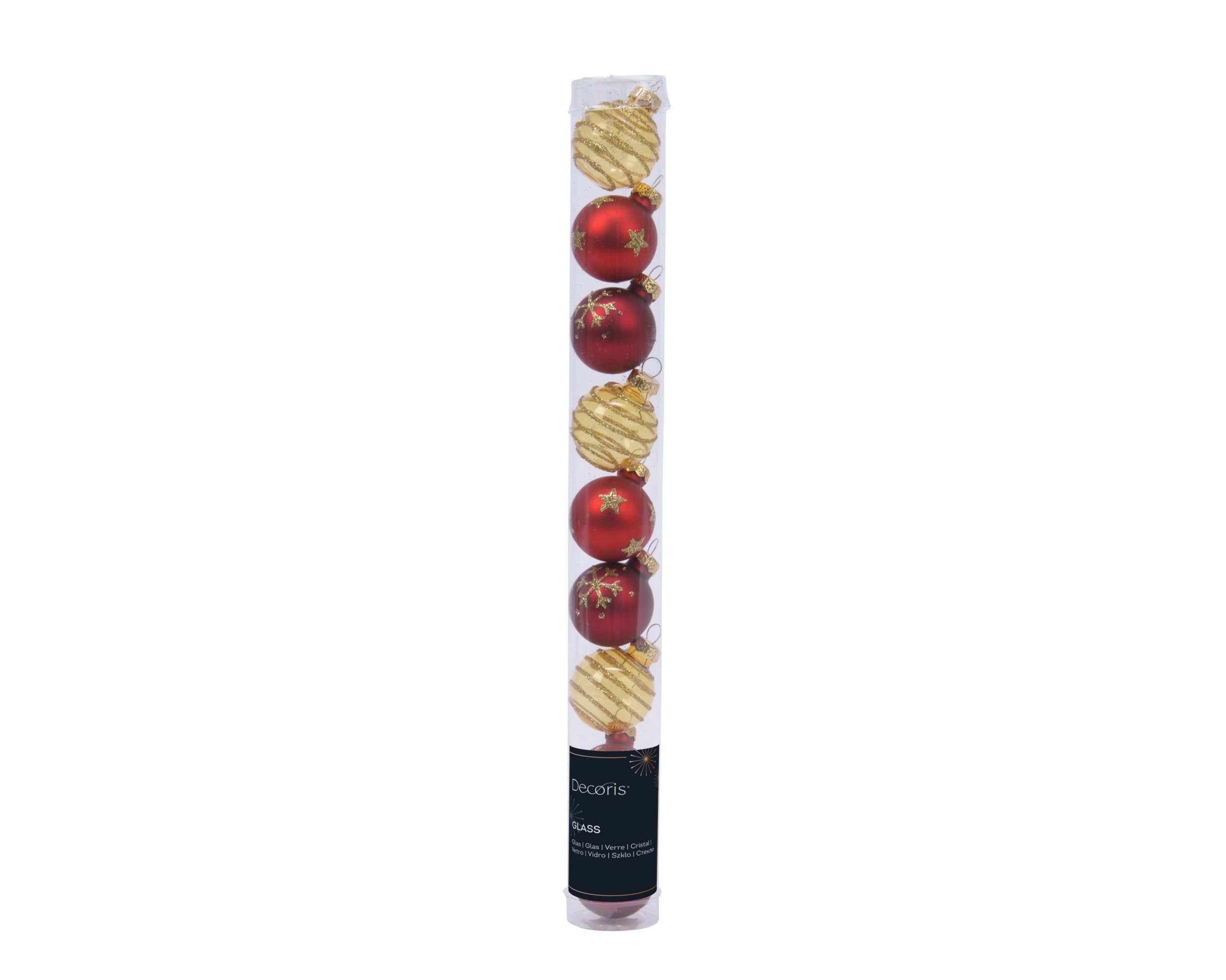 Kerstballen glas glans/mat mix 3cm - rood/goud 9st.