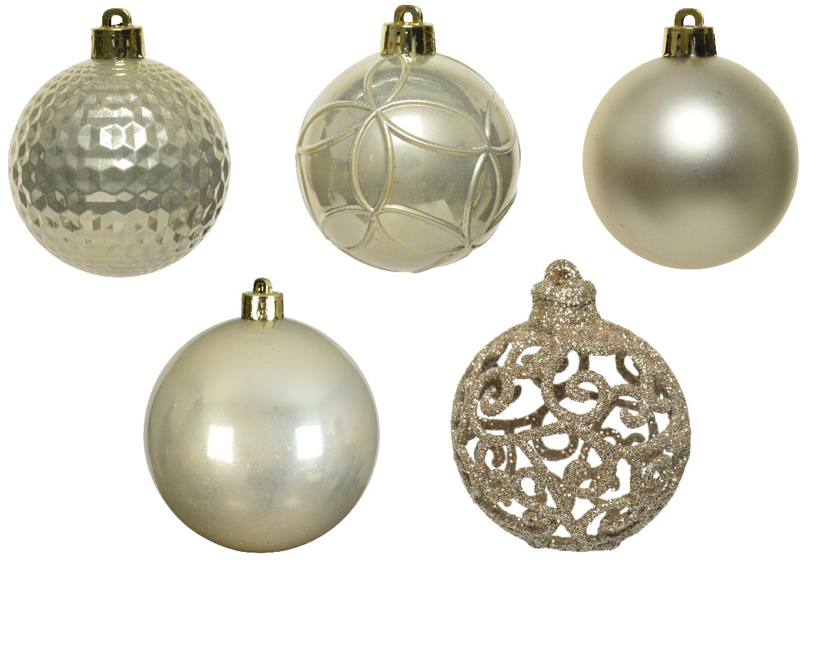 Kerstballen kunststof glans/mat/glitter mix 6cm - parel 37st.