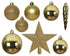 Kerstballen + piek kunststof glans/mat/glitter mix 8cm 6cm 5cm - licht goud 33st.