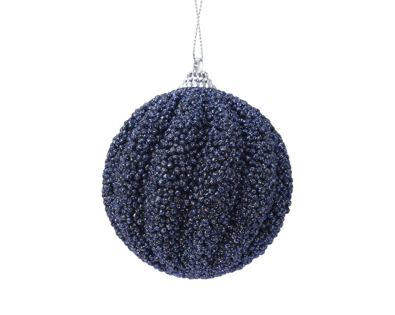 Kerstbal foam glitter 8cm - nachtblauw (prijs per stuk)