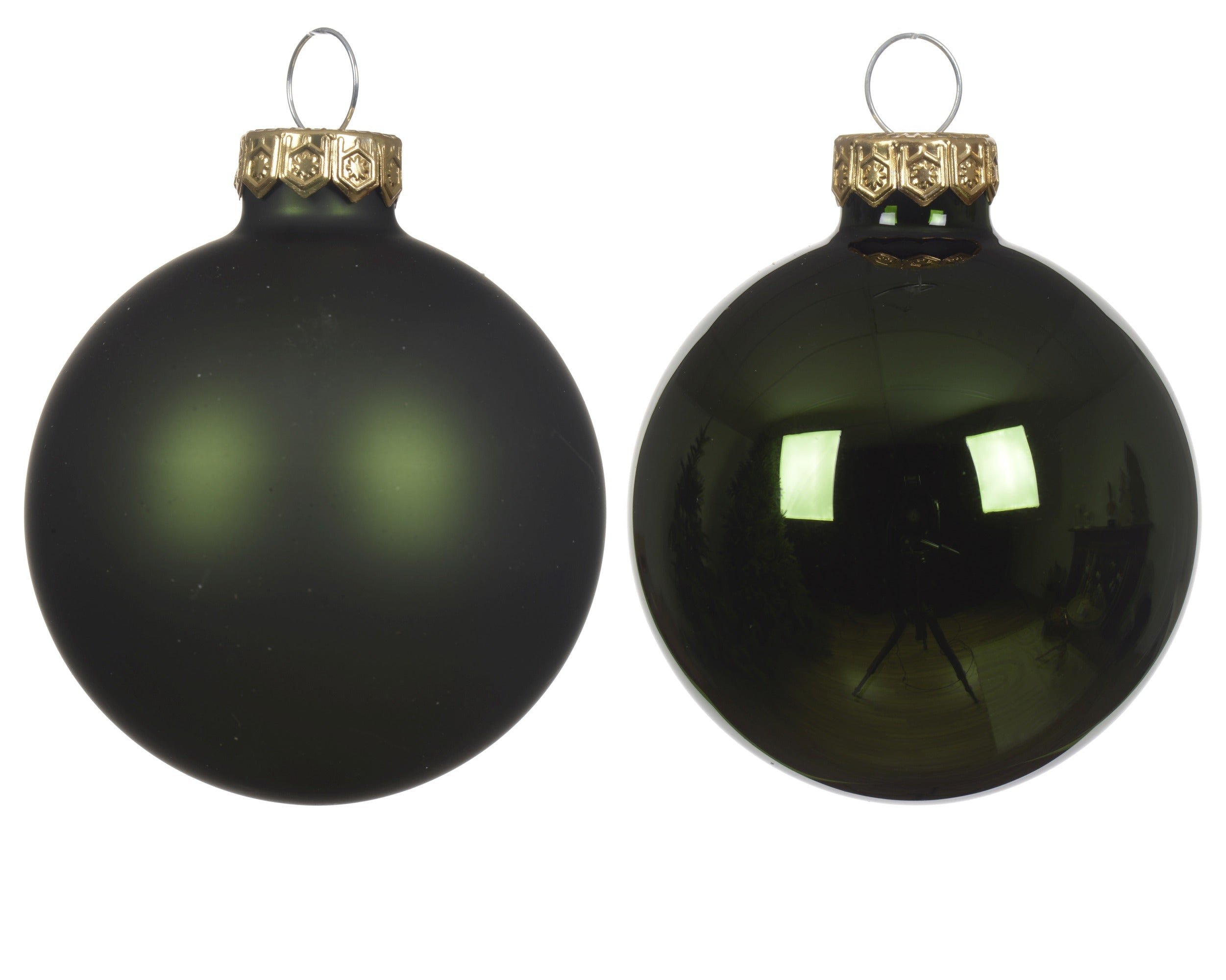 Kerstballen glas glans/mat mix 5cm - dennengroen 12st.