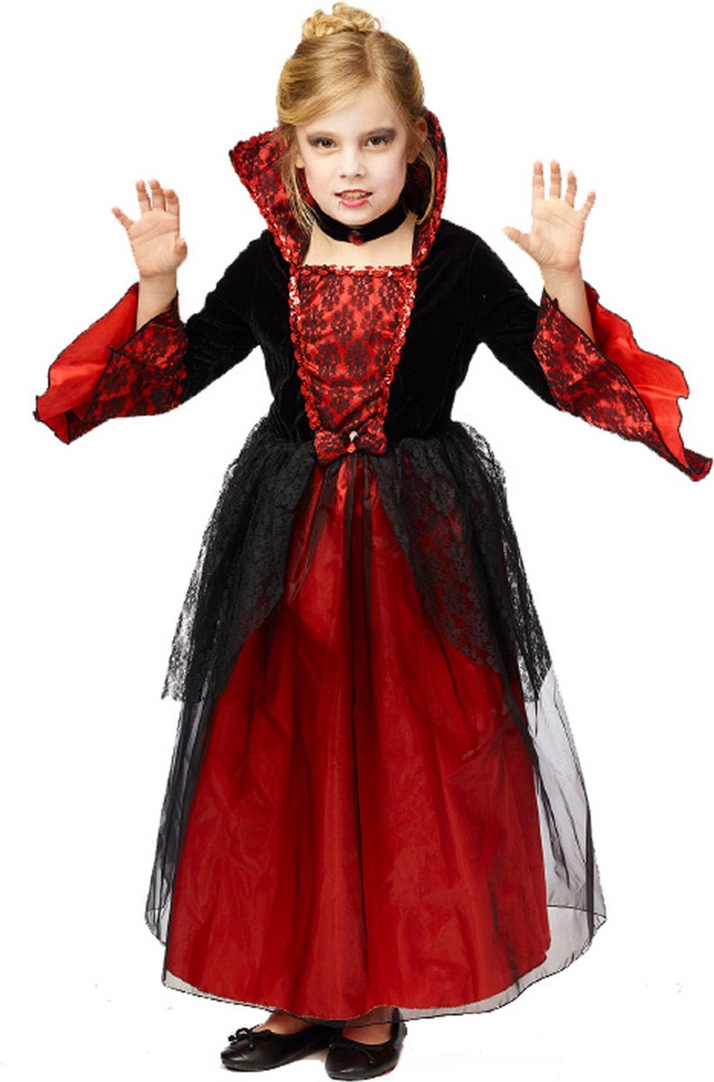 Kostuum PRINSES rood/zwart - 128