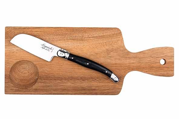 LAGUIOLE Premium Line acacia plankje met santoku kaasmes zwart