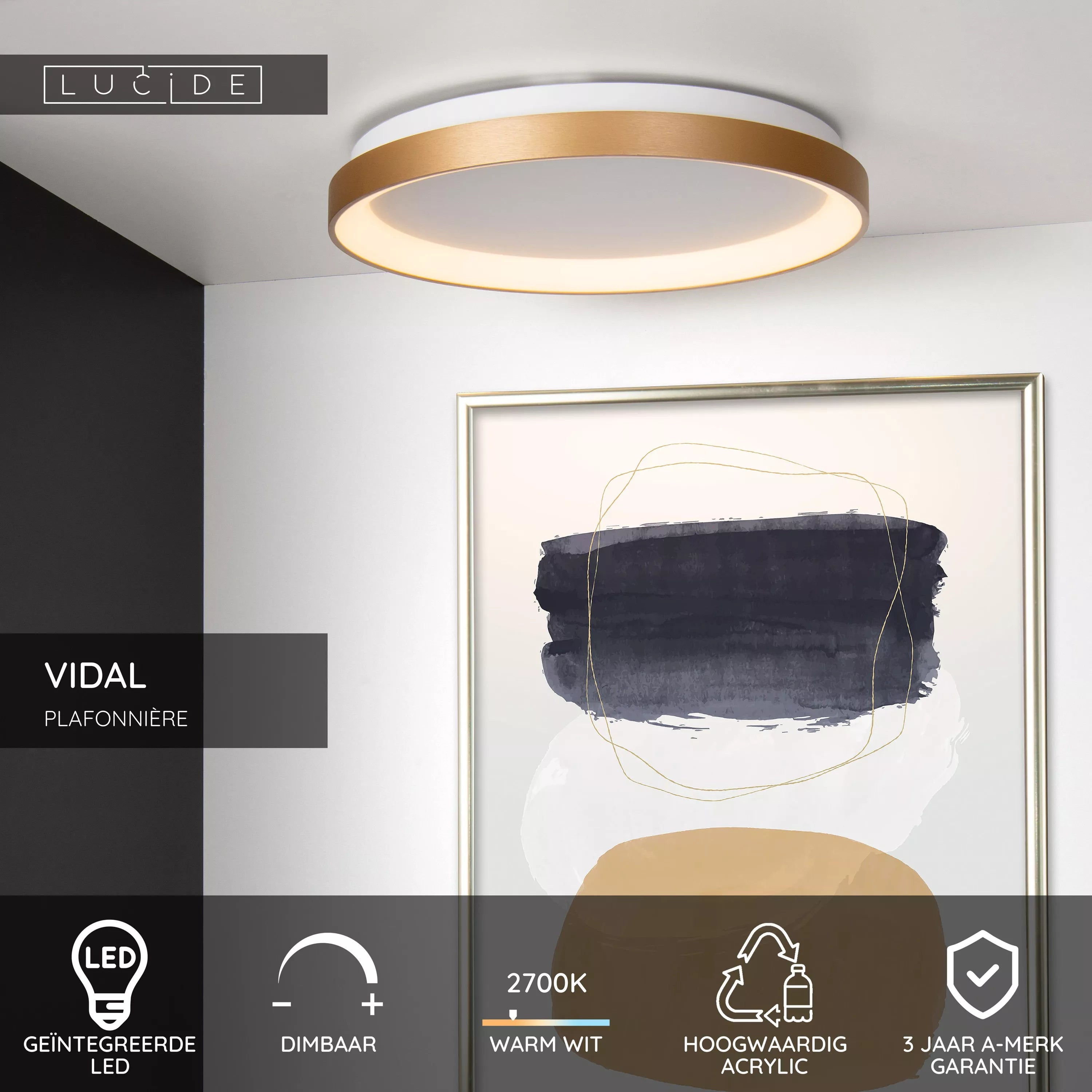 Lucide VIDAL Plafondlamp dia 48 - mat chroom