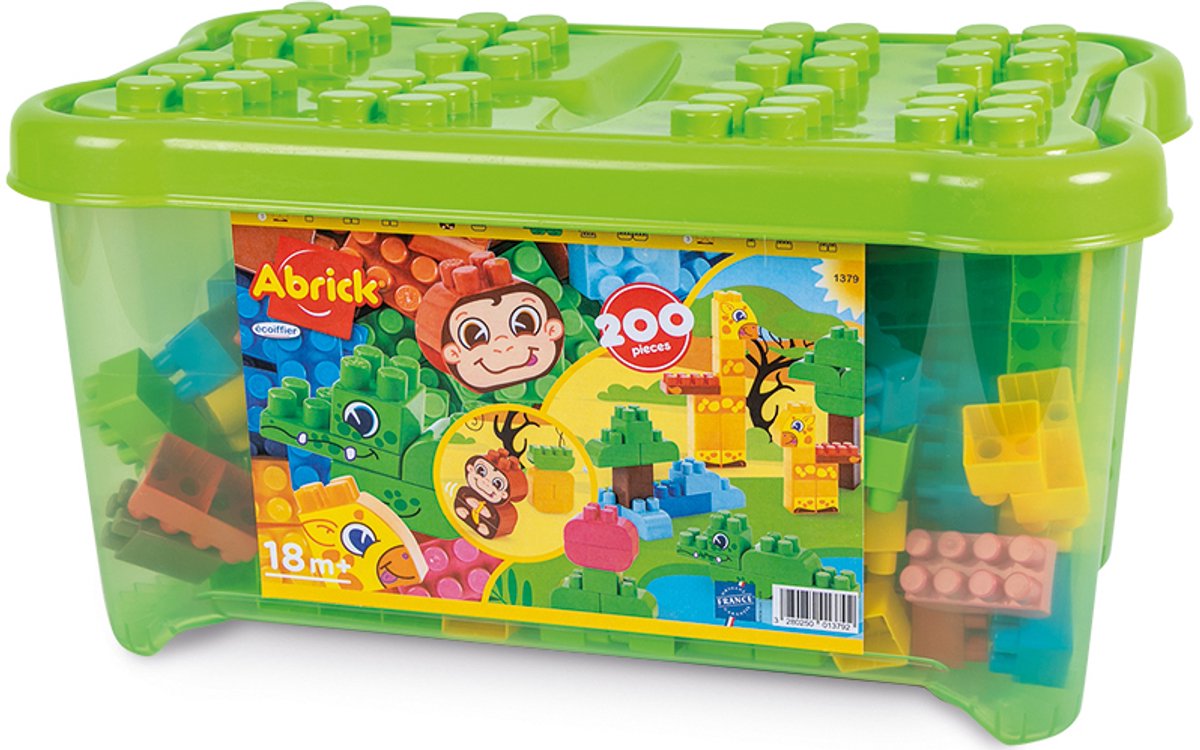 ABRICK Opbergkoffer met 200 bouwblokken- jungle