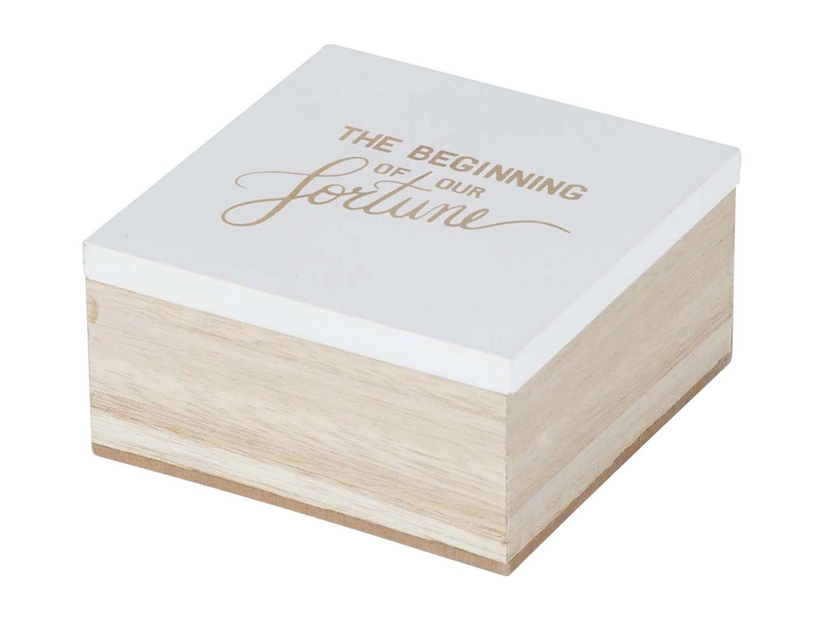 Doos hout - 10x10x5cm - the beginning of our fortune