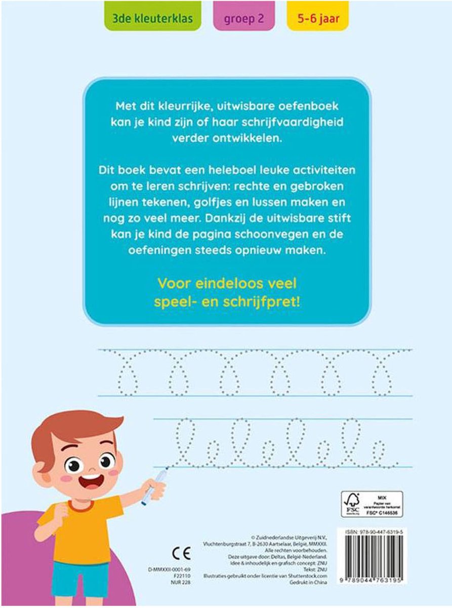Oefenpret met uitwisbare stift - Eerste schrijfoefeningen (5-6 j.) schrijfoefeningen