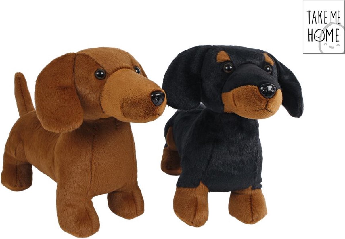 TAKE ME HOME Teckel pluche 33cm - ass. (prijs per stuk)