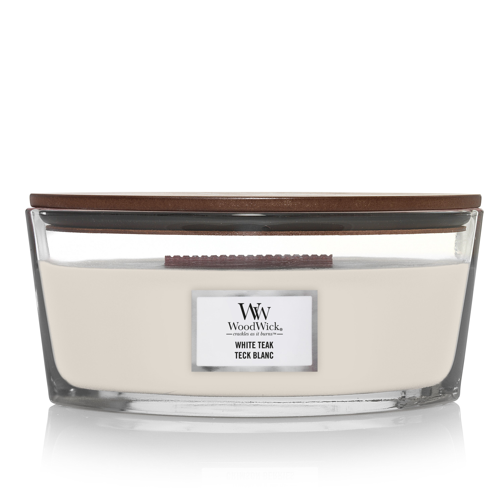 WOODWICK Geurkaars ellipse - white teak