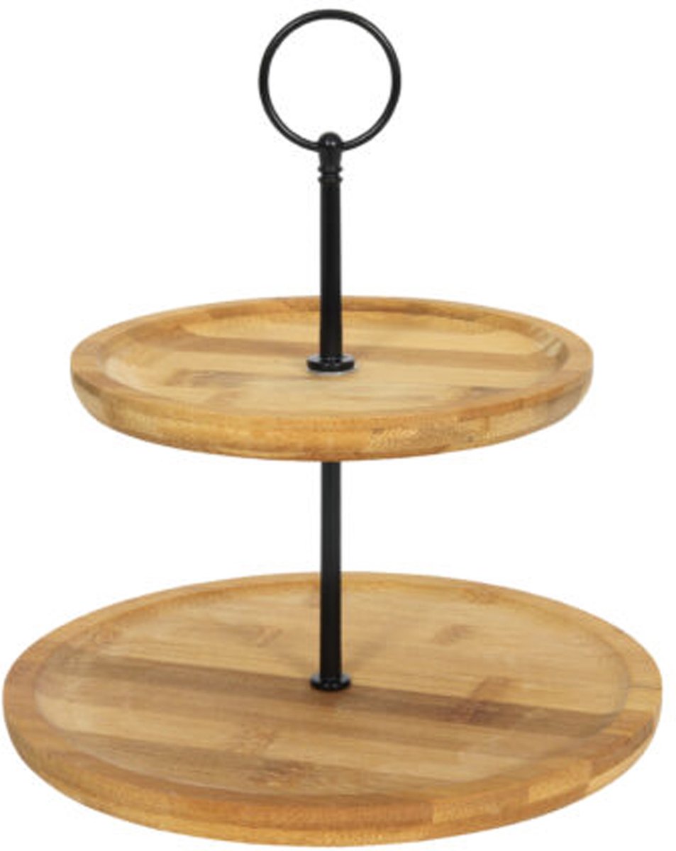 Etagere 2-laags - dia 16,5x21,5cm - bamboe 100% FSC diameter 16.5x21.5cm
