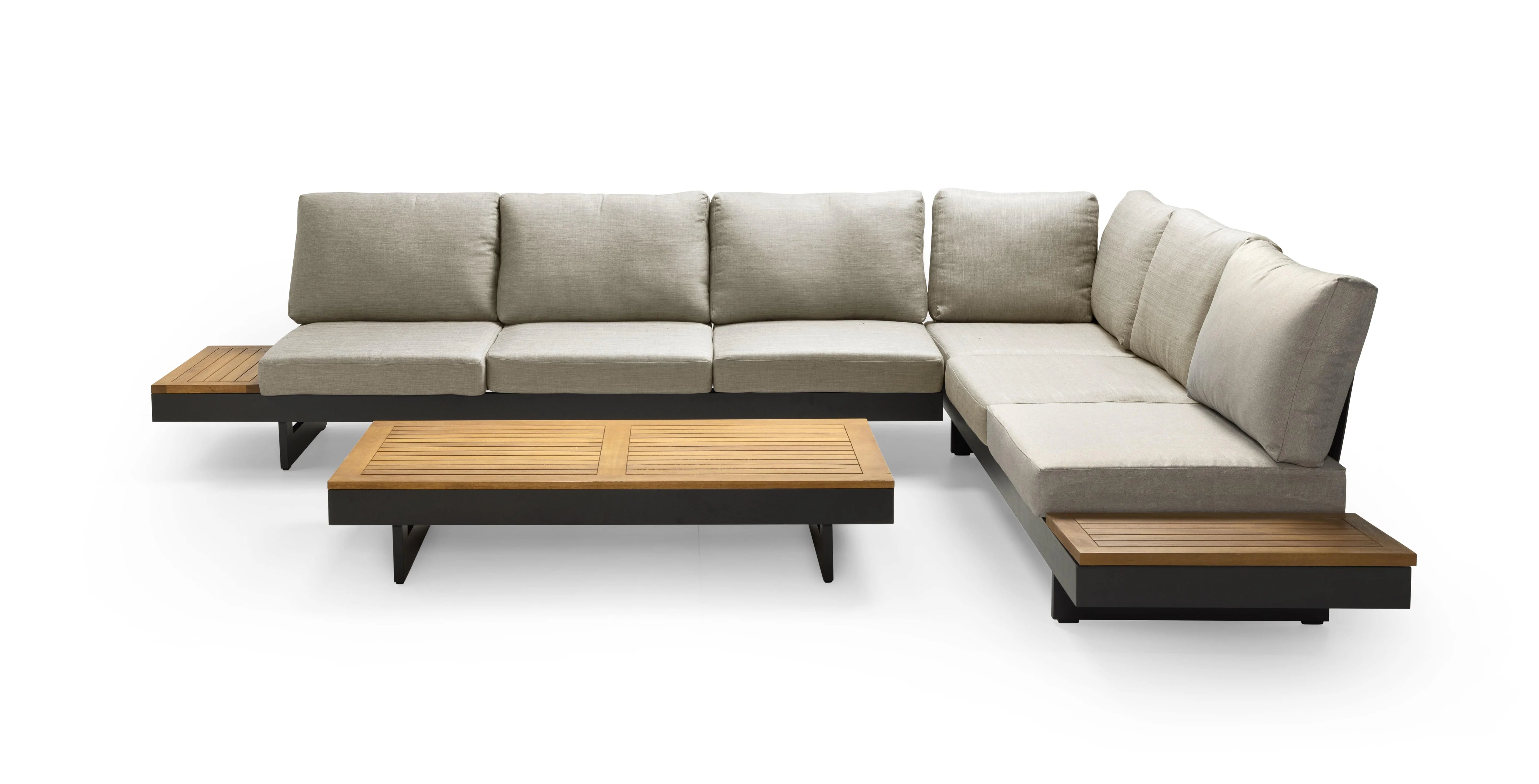 CALLISTO OUTDOOR - PORTOFINO Loungeset 3dlg - alu frame met teak - 2x 2-zit + tafel       10099540