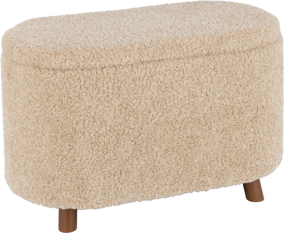 J-LINE Poef teddy opbergruimte- 80x40x48cm - beige