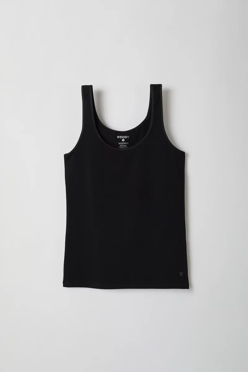 WOODY Dames onderhemd - zwart - XL