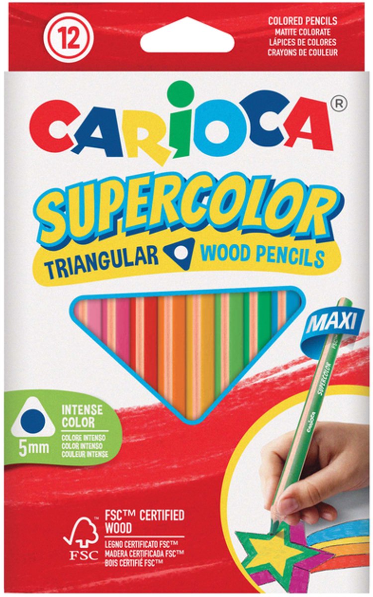 CARIOCA Supercolor maxi kleurpotloden 12st.- driekantig lichaam