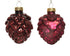 Kerstballen dennenappel glas glans/mat glitter mix 5x7cm - ossenbloed 6st.