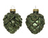 Kerstballen dennenappel glas glans/mat glitter mix 5x7cm - dennengroen 6st.