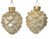 Kerstballen dennenappel glas glans/mat glitter mix 5x7cm - parel 6st.