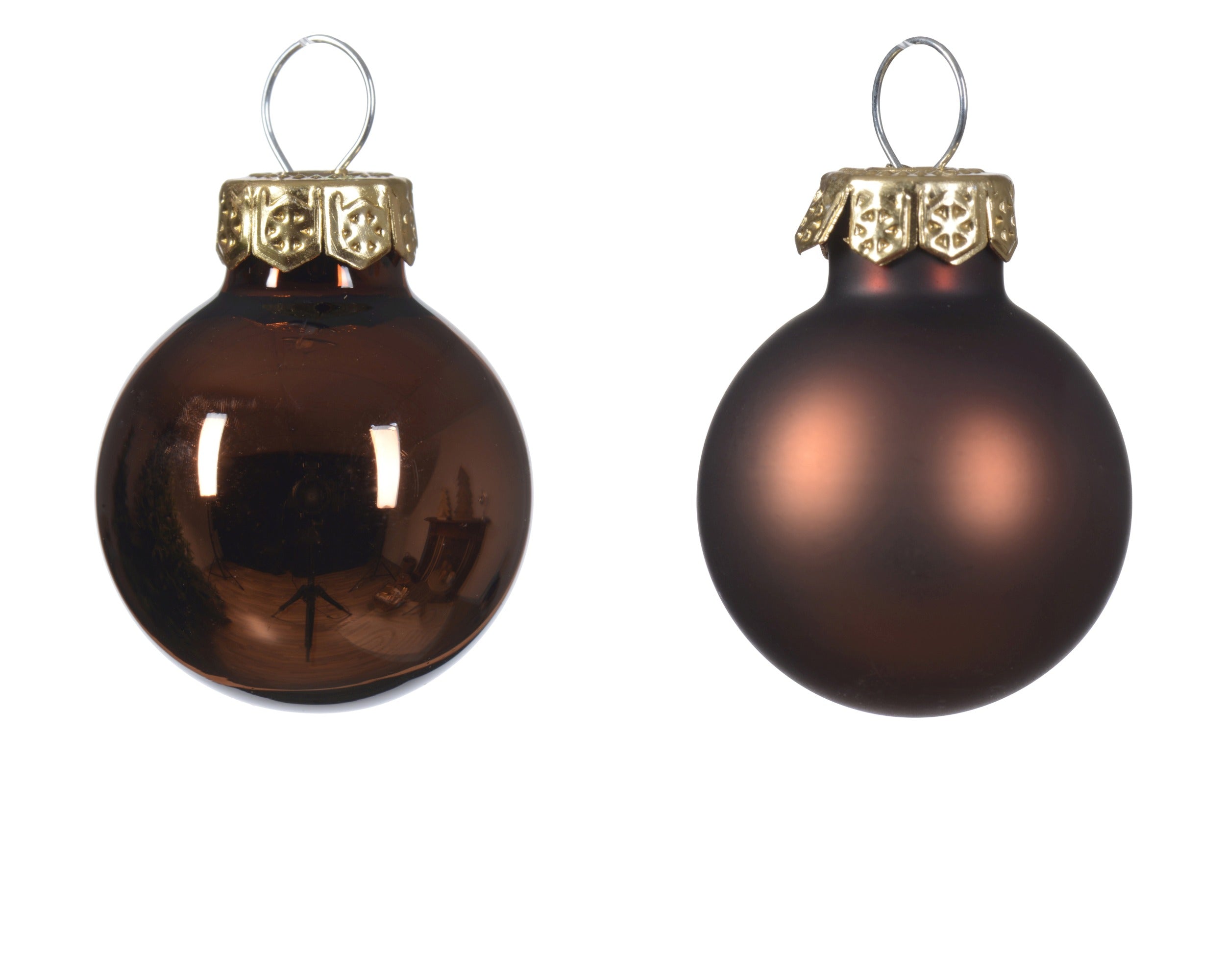 Kerstballen glas glans/mat mix 2.5cm - espresso 24st.