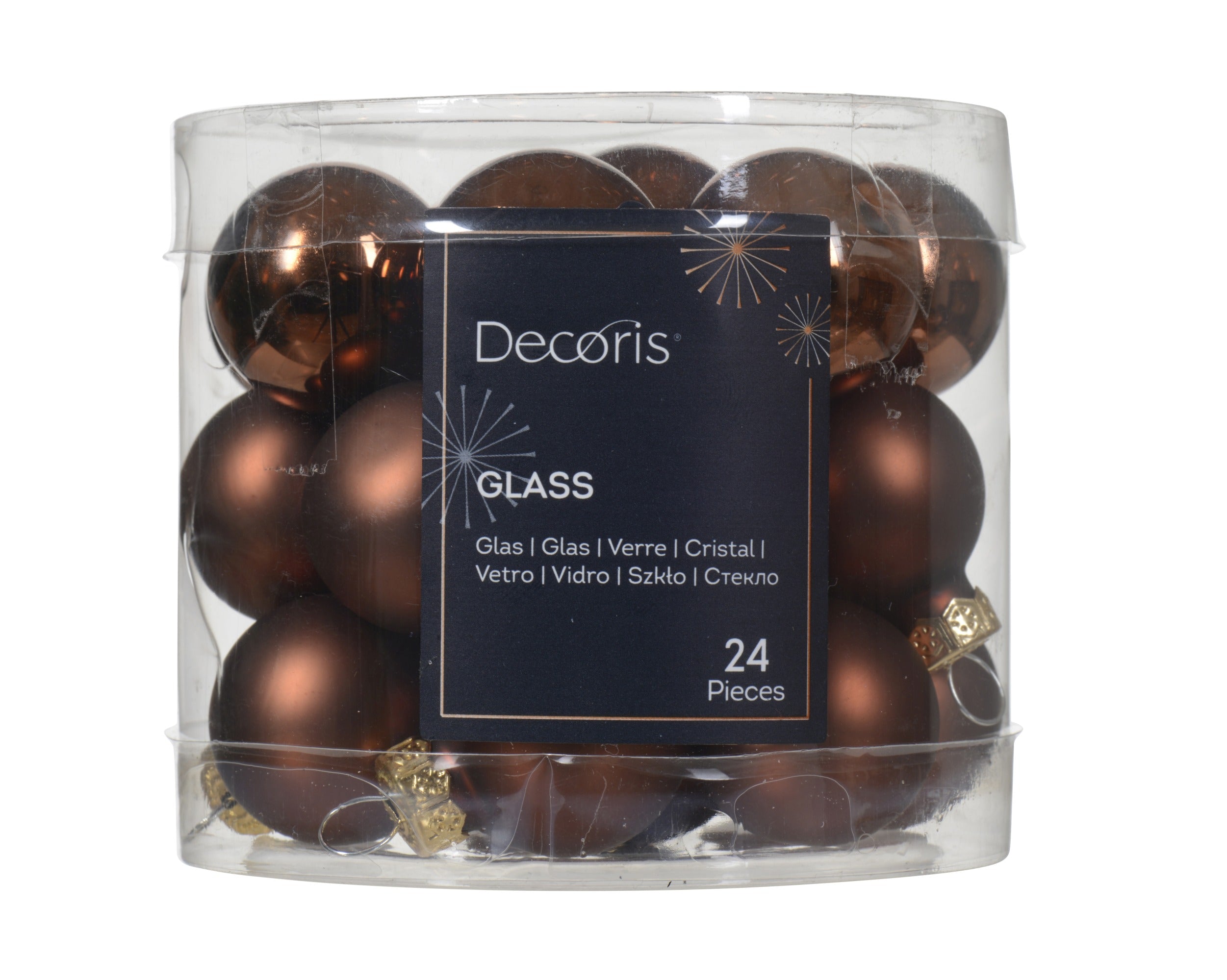 Kerstballen glas glans/mat mix 2.5cm - espresso 24st.