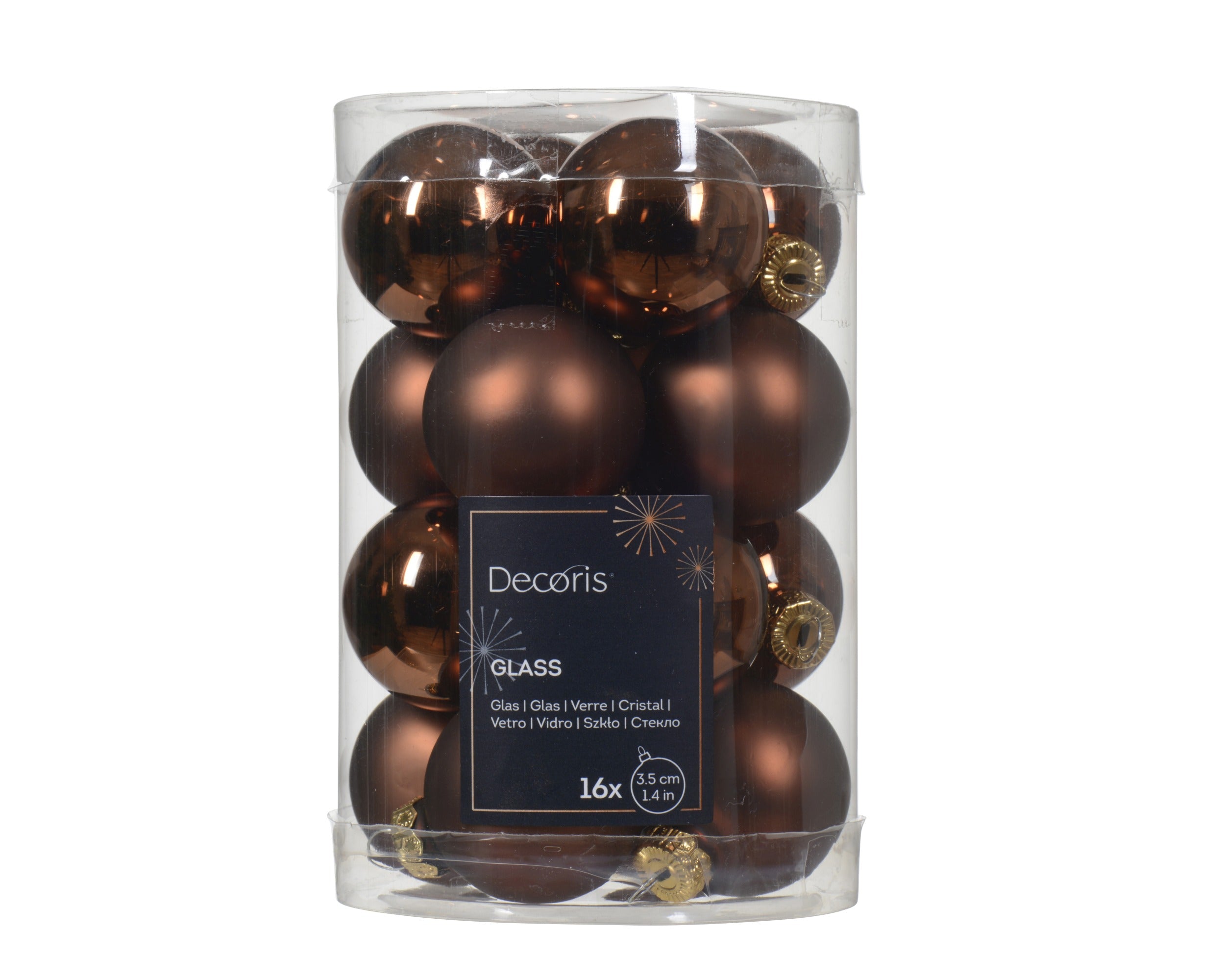 Kerstballen glas glans/mat mix 3.5cm - espresso 16st