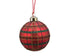 Kerstbal glas glitter ruit 8cm - kerstrood 3st. (prijs per verpakk.)