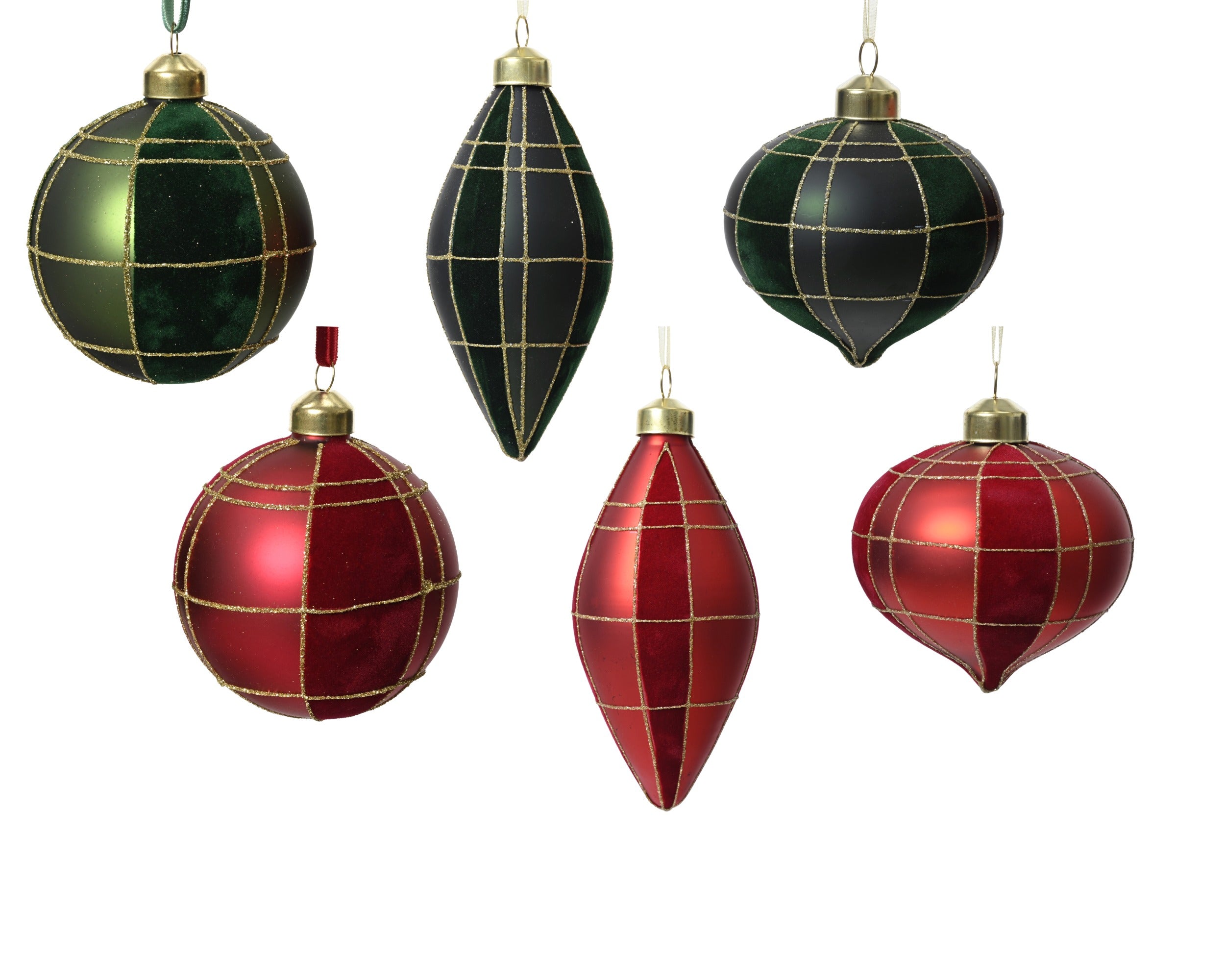 Kerstbal glas 8cm - groen/rood - ass. (prijs per stuk)
