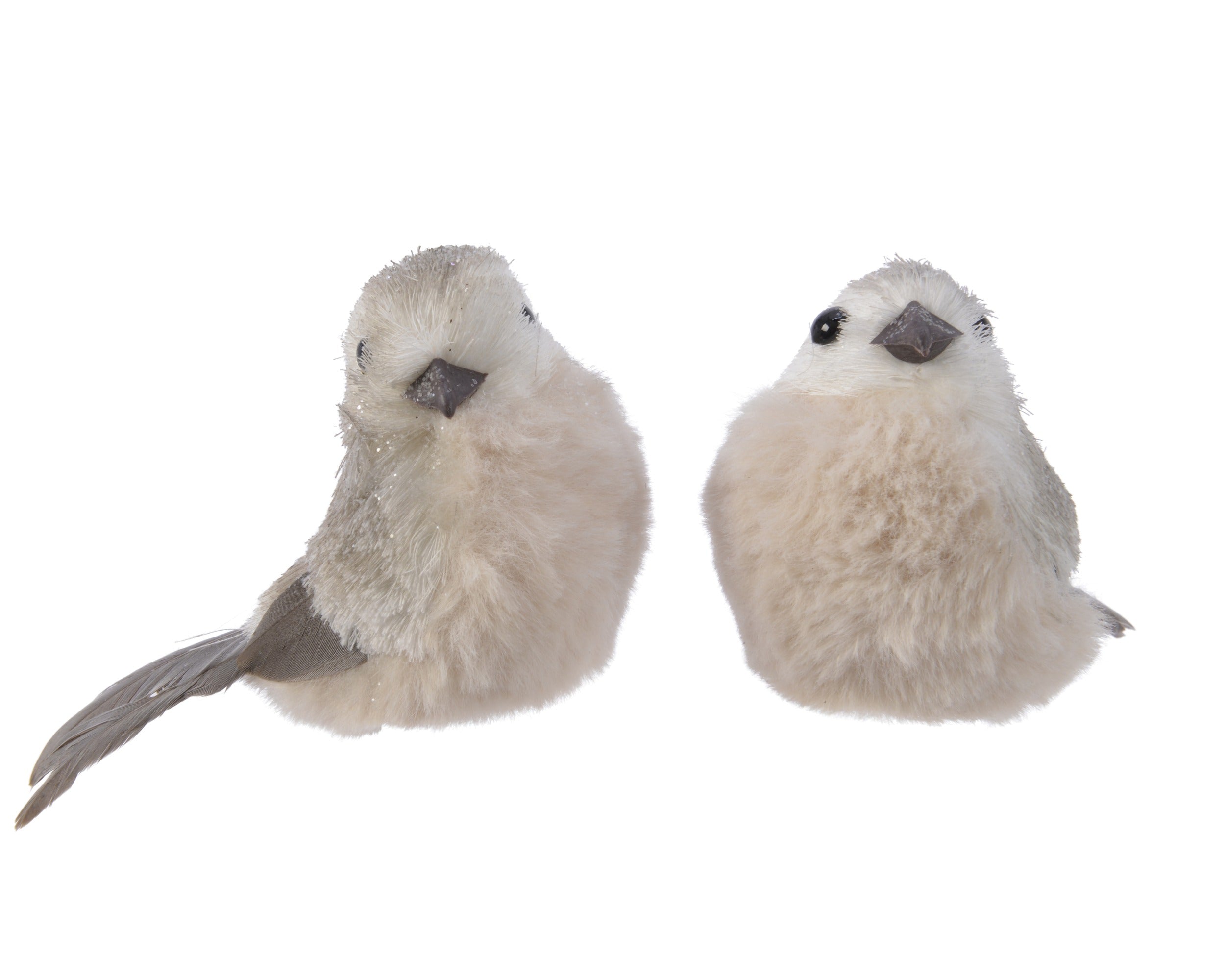Kerst vogel glitter op clip - licht grijs - ass. (prijs per stuk)