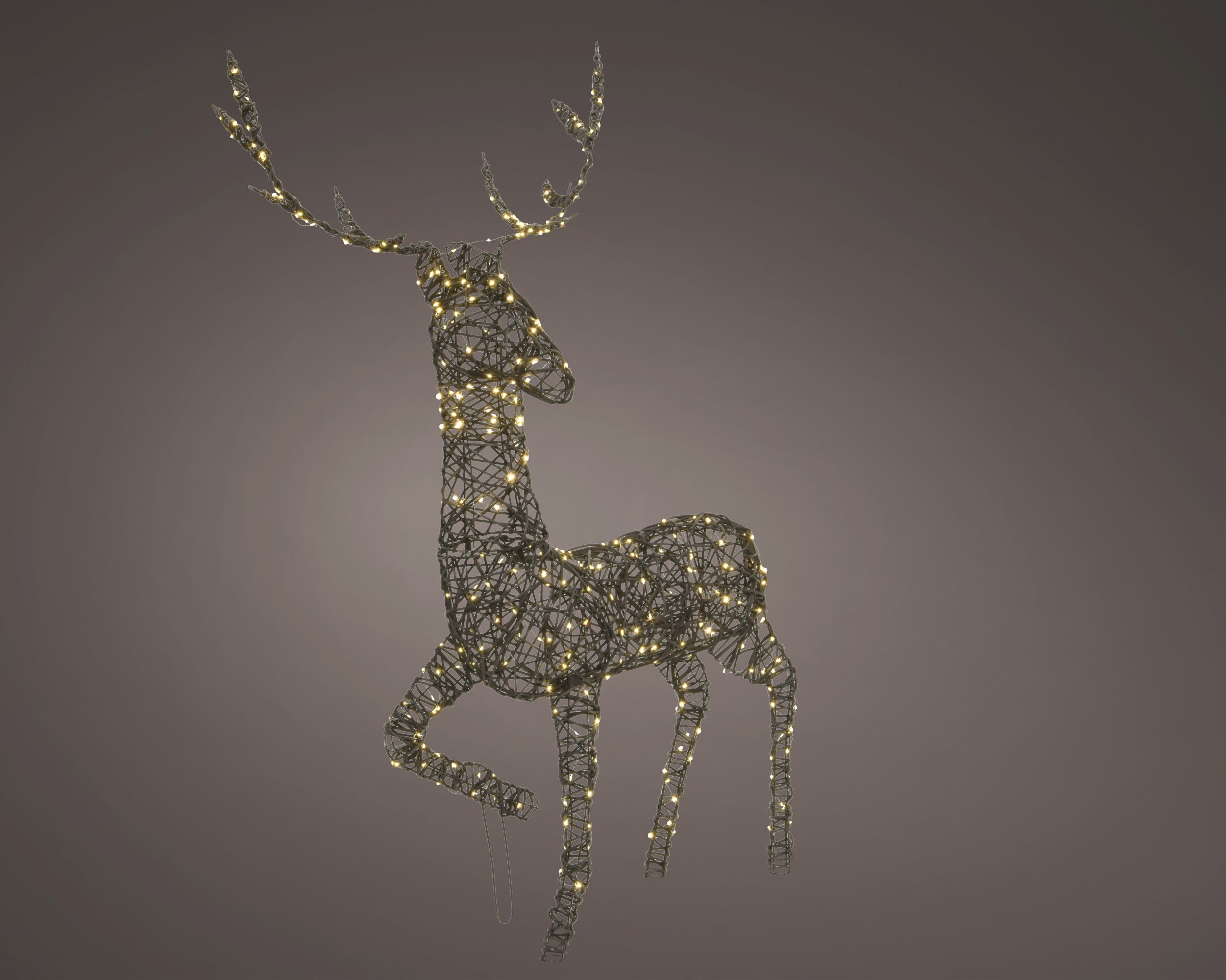 Lumineo micro LED rendier wicker buiten 62x99cm - donker bruin - warm wit - kerstverlichting