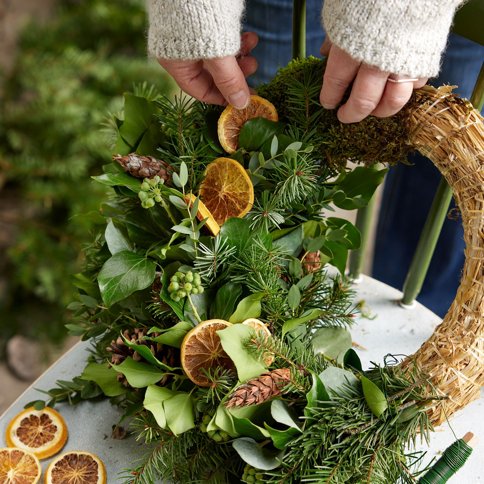 Kerstkrans stro 40cm - natuur