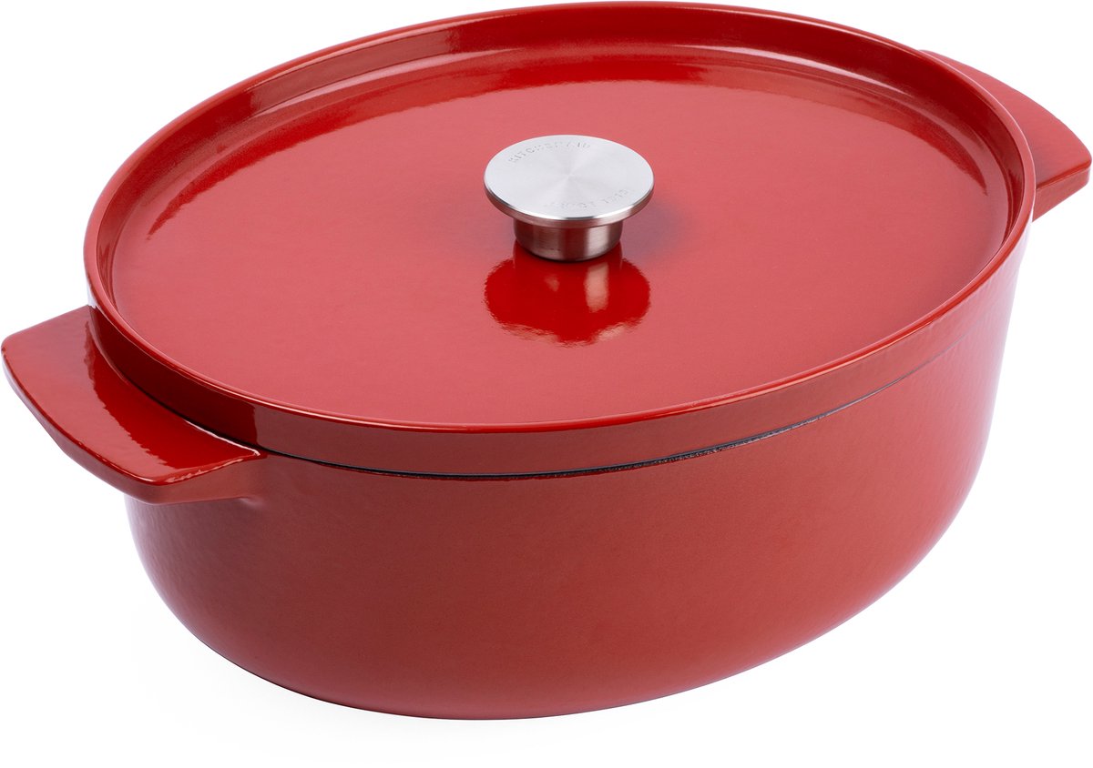 *KITCHEN AID Cast iron stoofpot 30cm - 5.6L - ovaal - gietijzer empire rood