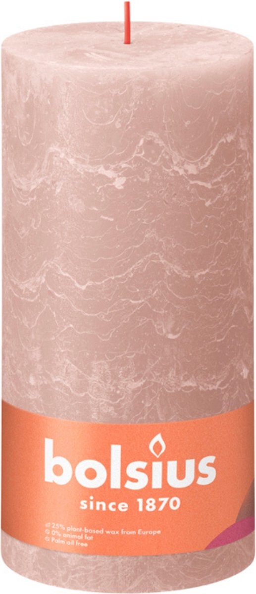BOLSIUS Stompkaars - 20x10cm - misty pink rustiek