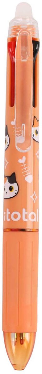 I-TOTAL uitwisbare pen 4in1 - oranje kat