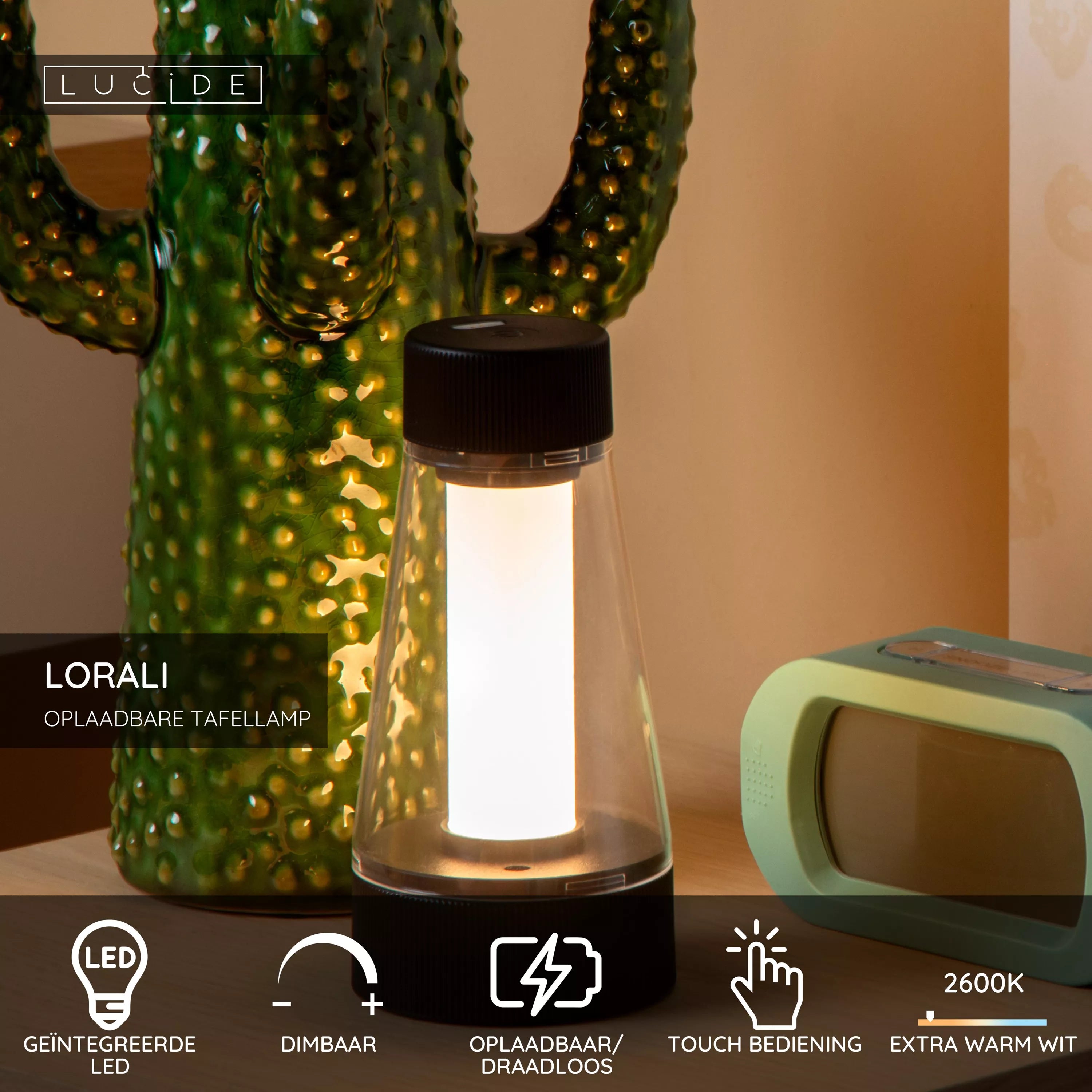 Lucide - LORALI Tafellamp zwart LED dimbaar 1.2W