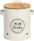 ZELLER Onions bewaardoos metaal met bamboe deksel - 14x16.2x19.5cm - wit
