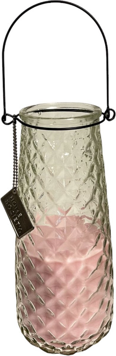 HOME SOCIETY Vitra kaars in glas - 21.5x 9.7cm - lila