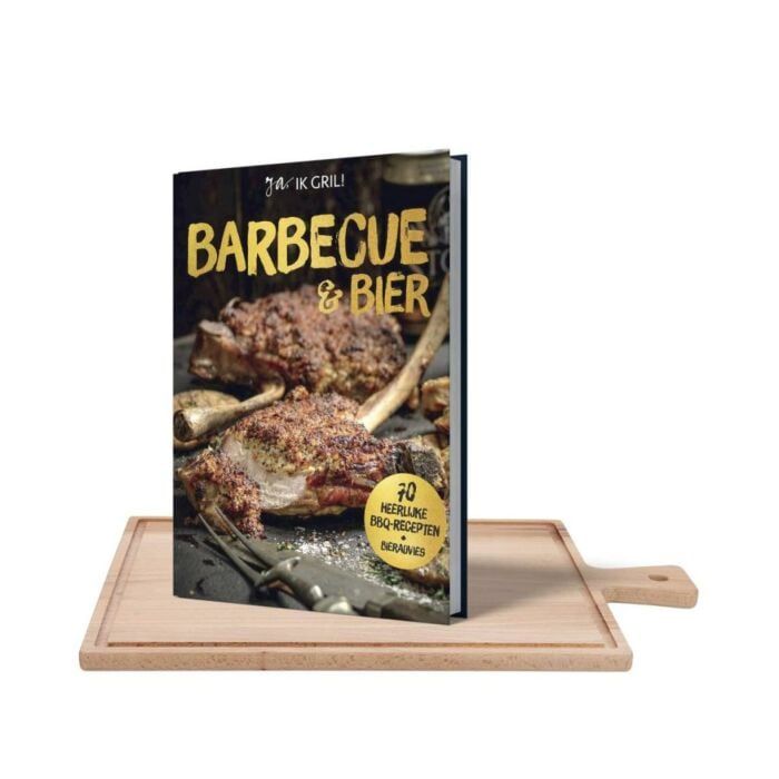 PUUR HOUT Set steakplank PH1742 + kookboek Barbecue & bier en bier               TU UC