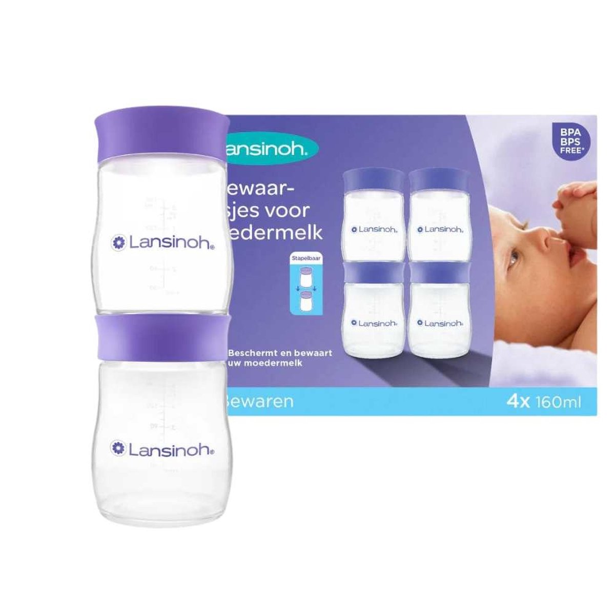 LANSINOH Bewaarflesjes voor moedermelk - 4x160ml