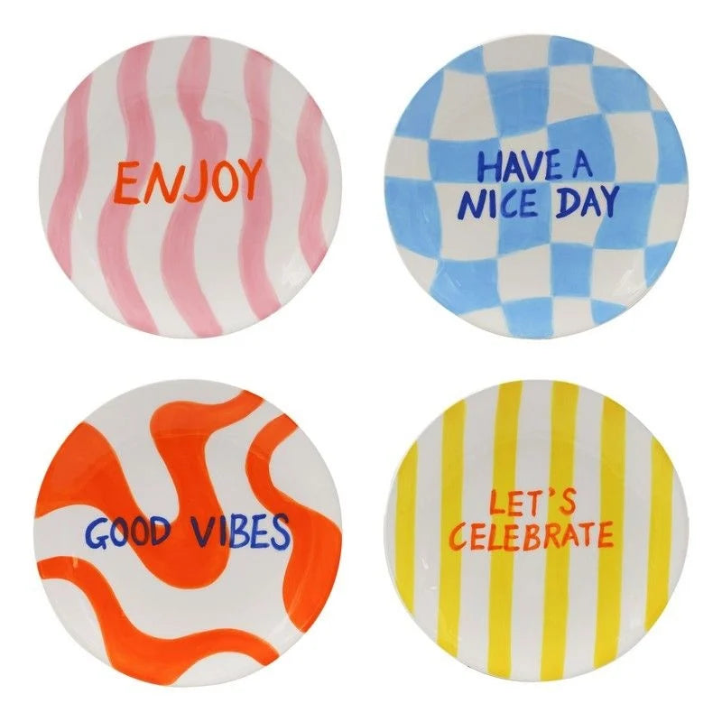 QUE RICO Diego dessertbord - assortie decor tekst, prijs per stuk