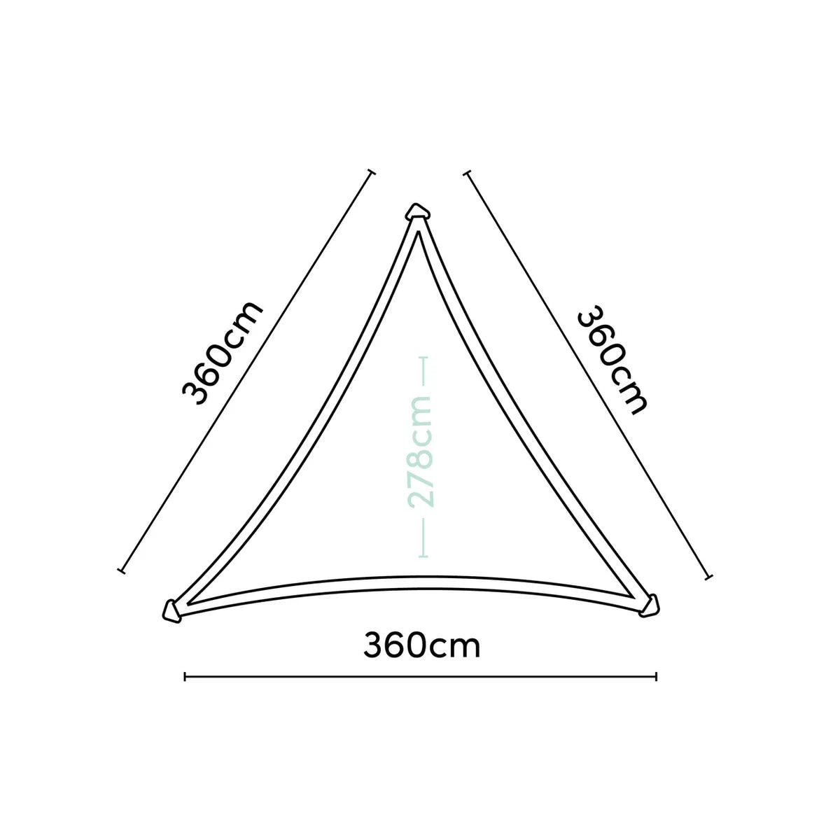 PLATINUM Coolfit schaduwdoek driehoek - 360x360x360cm - zand