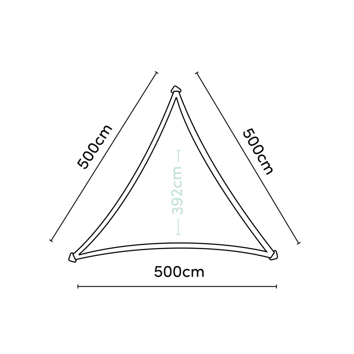 PLATINUM Coolfit schaduwdoek driehoek - 500x500x500cm - antraciet
