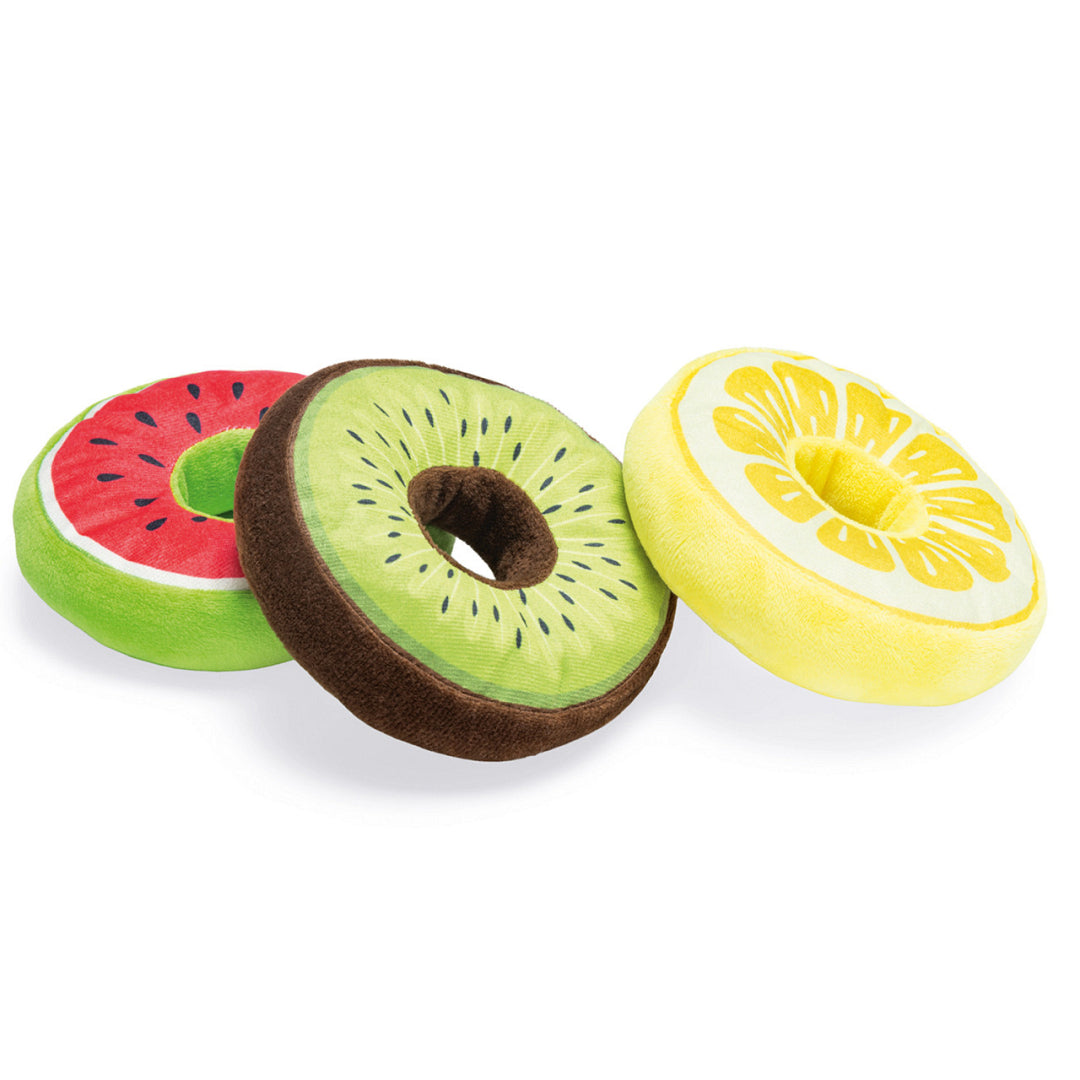BEEZTEES Hondenspeelgoed fruity donuts - pluche - ass. - 12x12x5cm