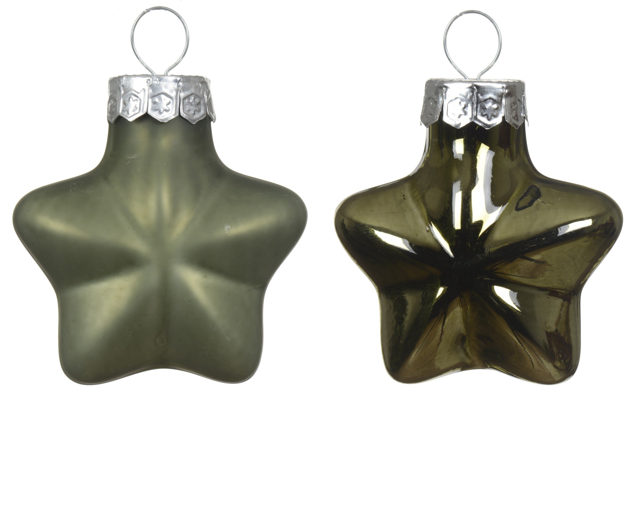 Kerstballen ster glas glans/mat mix 4.5x4cm - rozemarijn 12st.