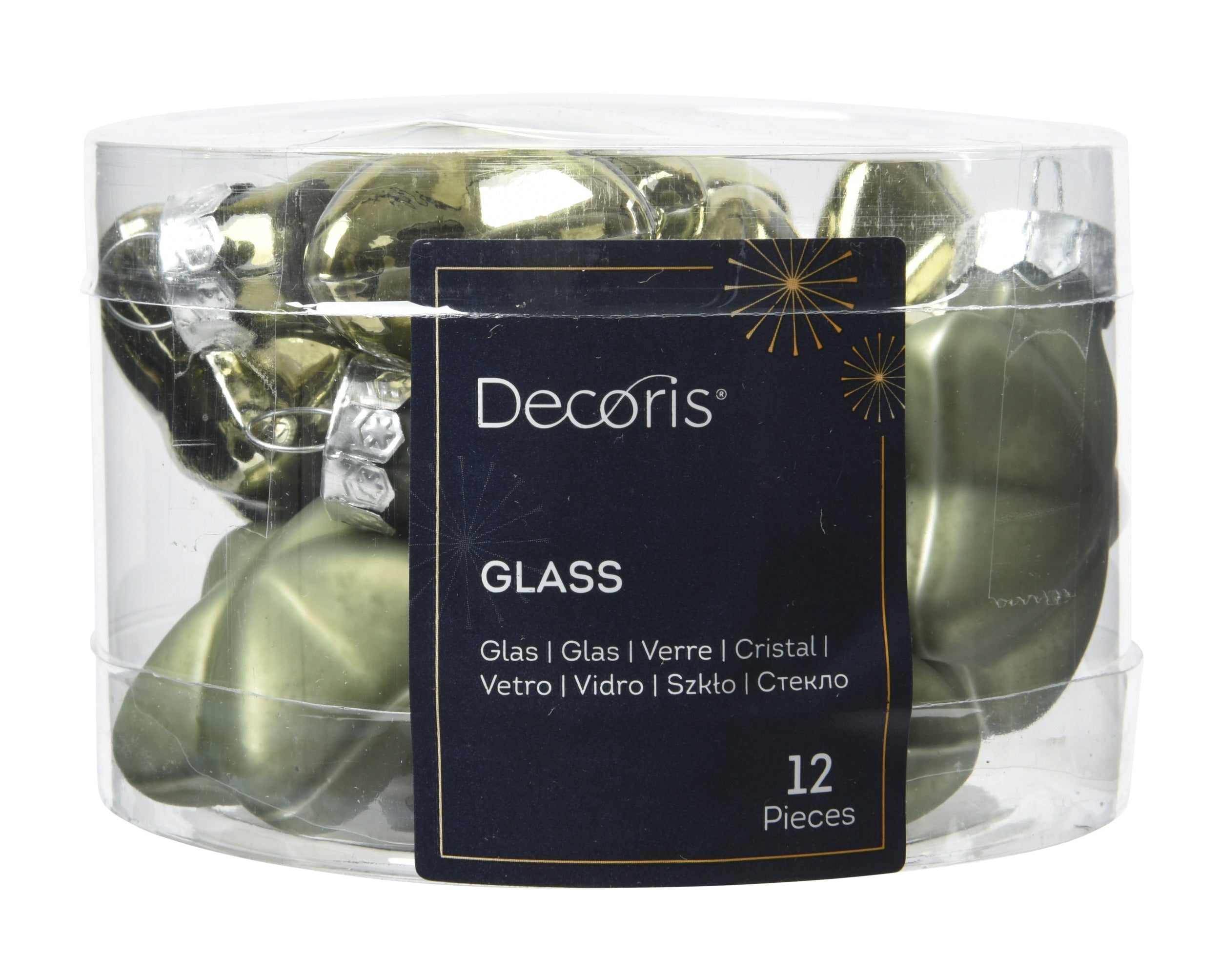 Kerstballen ster glas glans/mat mix 4.5x4cm - rozemarijn 12st.