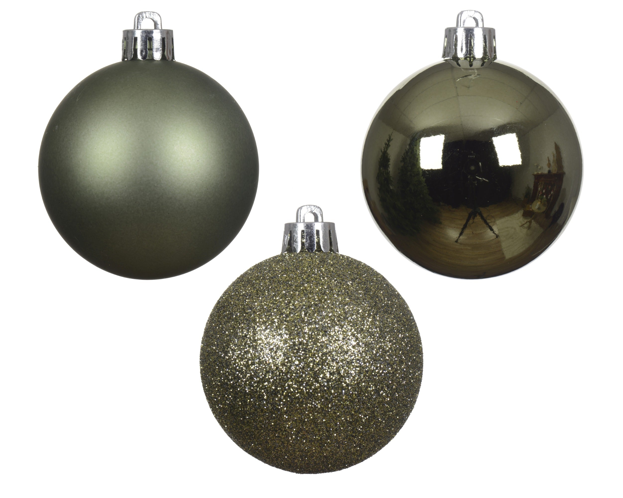 Kerstballen kunststof glans/mat/glitter mix 6cm - rozemarijn 10st.