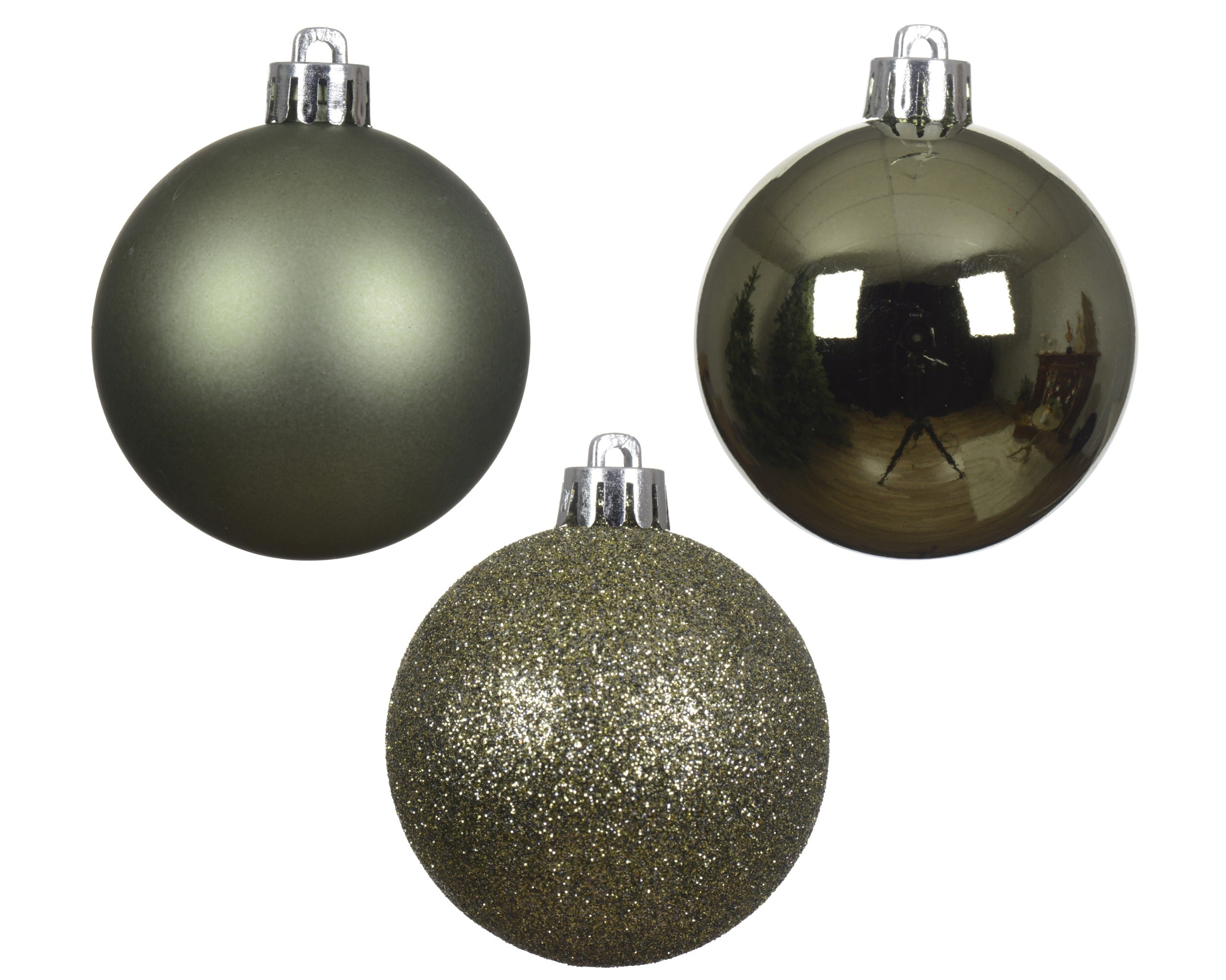 Kerstballen kunststof glans/mat/glitter mix 3cm - rozemarijn 14st.