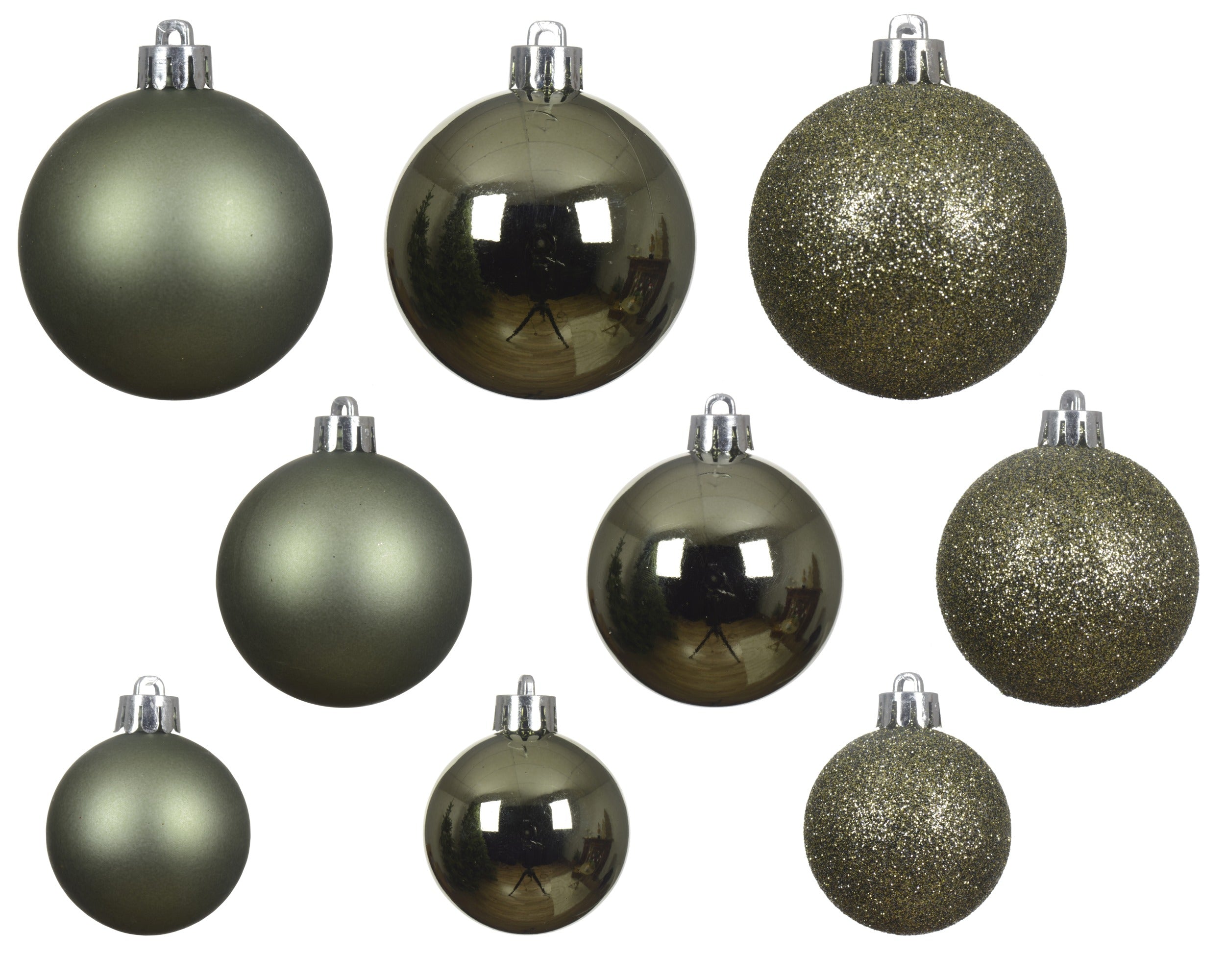 Kerstballen kunststof glans/mat/glitter mix 6cm 5cm 4cm - rozemarijn 30st.