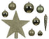 Kerstballen + piek kunststof glans/mat/glitter mix 8cm 6cm 5cm - rozemarijn 33st. green