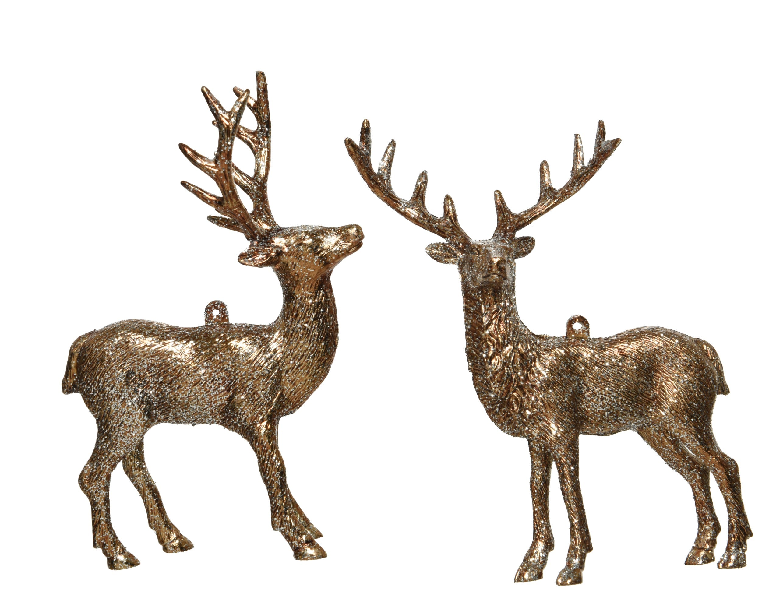 Kersthanger hert plastic glitter 5x11x14cm - truffel - ass. (prijs per stuk)