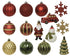 Kerstballen box kunststof glans/mat/glitter mix - rood/groen/goud 25st.