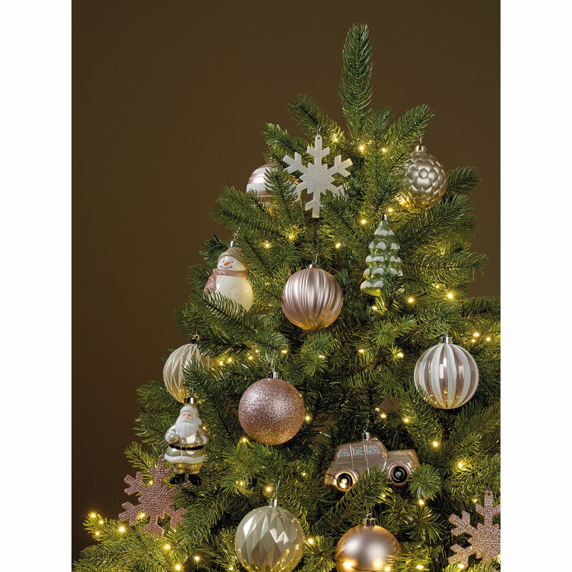 Kerstballen box kunststof glans/mat/glitter mix - roze/groen 25st.